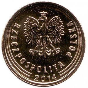 Монета 1 грош. 2014г. Польша. Дубовые листья. (F)