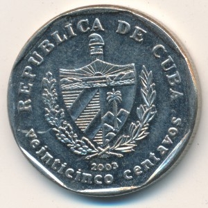 Монета 25 сентаво. 2003г. Куба. Достопримечательности города Тринидад. (F)