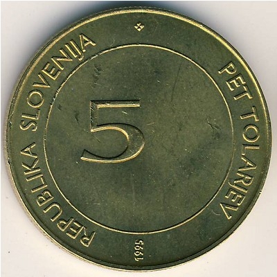 Монета 5 толаров. 1995г. Словения. F.A.O. ( F)