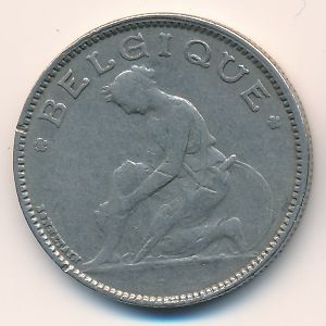 Монета 1 франк. 1922г. Бельгия. Надпись на французском - 'BELGIQUE'. (F)