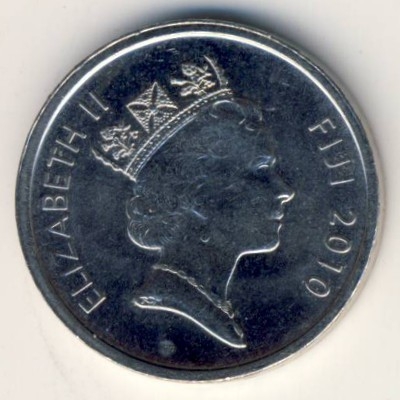Монета 5 центов. 2010г. Фиджи. Фиджийский барабан (лали). (F)