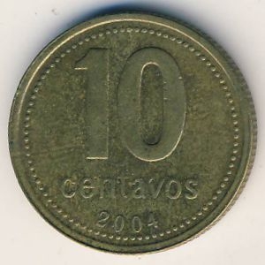 Монета 10 сентаво. 2004г. Аргентина. (F)