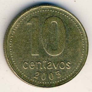Монета 10 сентаво. 2005г. Аргентина. (F)