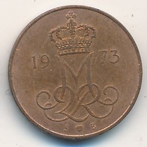 Монета 5 эре. 1973г. Дания. S;B (F)