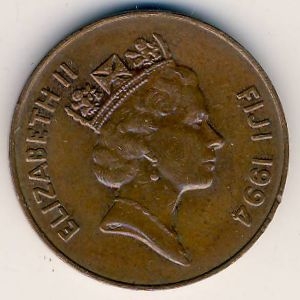 Монета 2 цента. 1994г. Фиджи. Веерная пальма. (F)