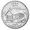 Монета квотер. США. 2004г. Iowa 1846. (D). (UNC)