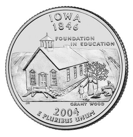 Монета квотер. США. 2004г. Iowa 1846. (D). (UNC)
