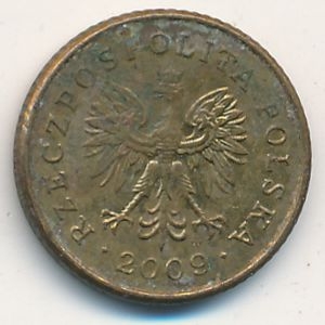 Монета 1 грош. 2009г. Польша. Дубовые листья. (F)