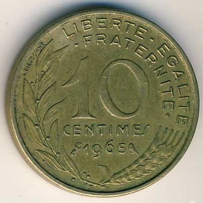 Монета 10 сантимов. 1965г. Франция. (F)