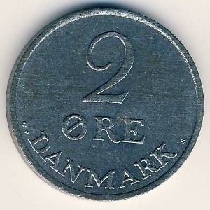 Монета 2 эре. 1969г. Дания. (F)