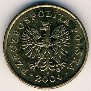Монета 1 грош. 2004г. Польша. Дубовые листья. (F)