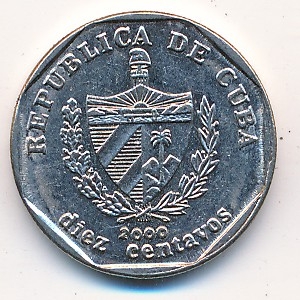 Монета 10 сентаво. 2000г. Куба. (F)