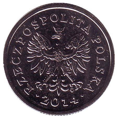 Монета 1 злотый. 2014г. Польша. (UNC)
