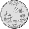Монета квотер. США. 2004г. Florida 1845. (D). (UNC)