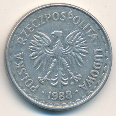 Монета 1 злотый. 1988г. Польша. (F)