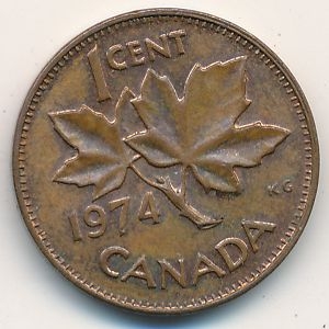 Монета 1 цент. 1974г. Канада. (F)