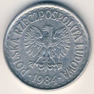 Монета 1 злотый. 1984г. Польша. (F)