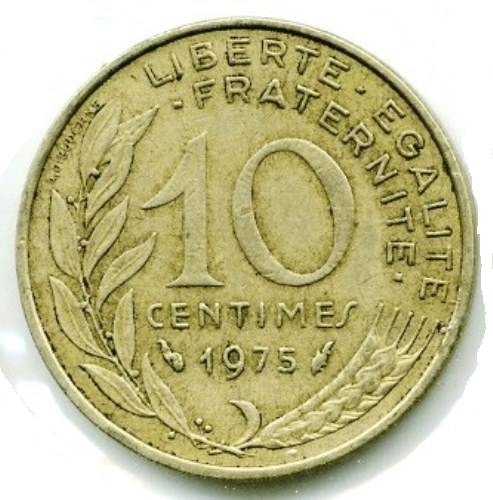 Монета 10 сантимов. 1975г. Франция. (F)