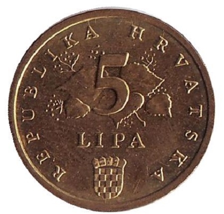 Монета 5 лип. 2011г. Хорватия. Дуб черешчатый. (F)