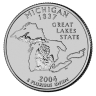 Монета квотер. США. 2004г. Michigan 1837. (P). (UNC)
