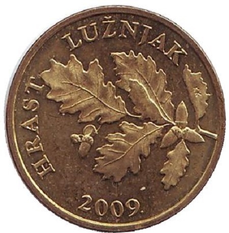 Монета 5 лип. 2009г. Хорватия. Дуб черешчатый. (F)