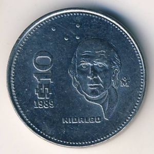 Монета 10 песо. 1989г. Мексика. (F)