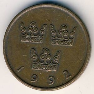 Монета 50 эре. 1992г. Швеция. (F)