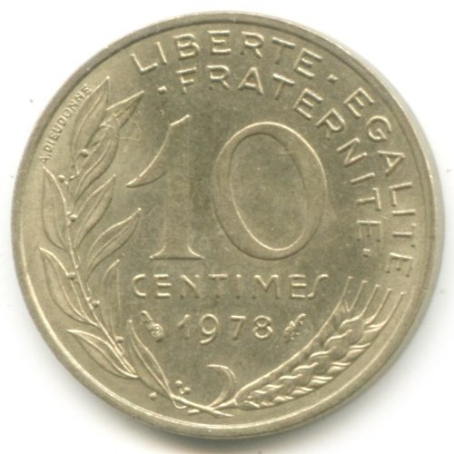 Монета 10 сантимов. 1978г. Франция. (F)