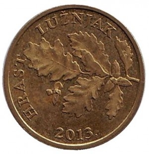 Монета 5 лип. 2013г. Хорватия. Дуб черешчатый. (F)