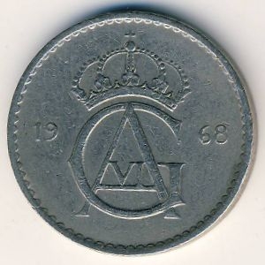 Монета 50 эре. 1968г. Швеция. (F)