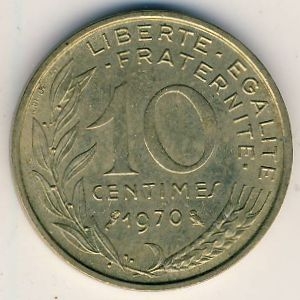 Монета 10 сантимов. 1970г. Франция. (F)