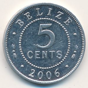 Монета 5 центов. 2006г. Бели́з. (UNC)