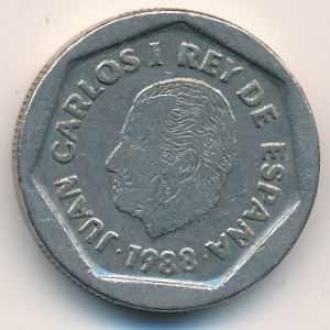 Монета 200 песет. 1988г. Испания. Хуан Карлос I. (VF)