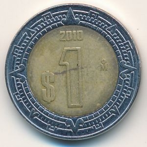 Монета 1 песо. 2010г. Мексика. (F)