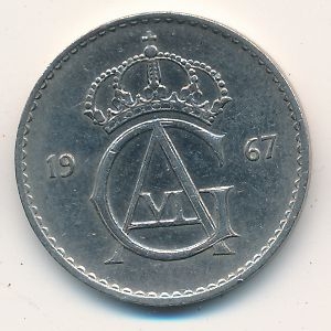 Монета 50 эре. 1967г. Швеция. (F)