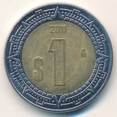 Монета 1 песо. 2011г. Мексика. (F)