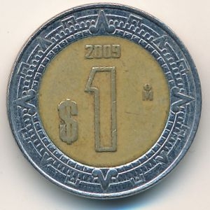 Монета 1 песо. 2009г. Мексика. (F)