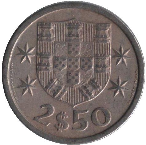 Монета 2,5 эскудо. 1965г. Португалия. (F)