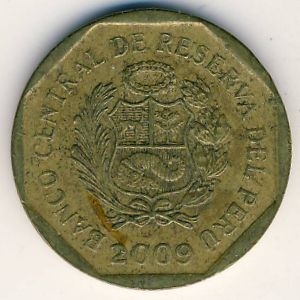 Монета 10 сентимо. 2009г. Перу. (F)