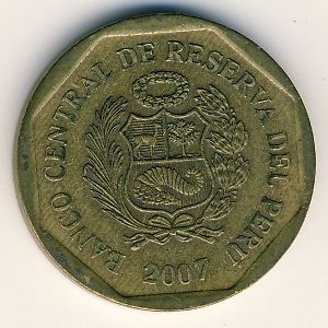 Монета 10 сентимо. 2007г. Перу. (F)