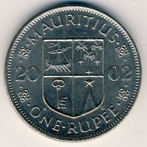 Монета 1 рупия. 2002г. Маврикий. (F)