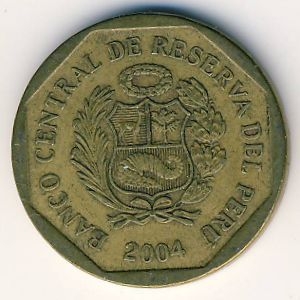 Монета 10 сентимо. 2004г. Перу. (F)