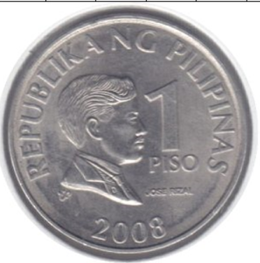 Монета 1 песо. 2008г. Филиппины. (F)