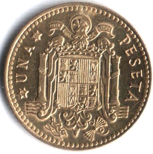 Монета 1 песета. 1975г. Испания. (F)