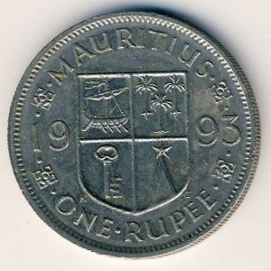 Монета 1 рупия. 1993г. Маврикий. (F)