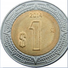 Монета 1 песо. 2014г. Мексика. (F)
