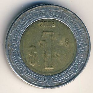 Монета 1 песо. 2003г. Мексика. (F)