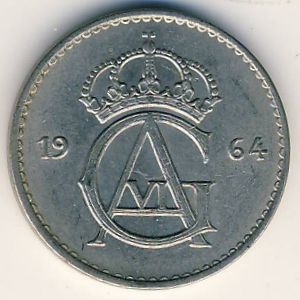 Монета 25 эре. 1964г. Швеция. (F)