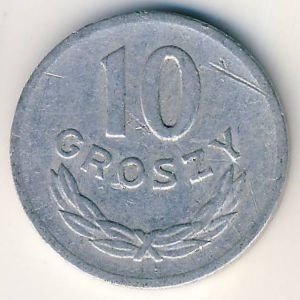 Монета 10 грошей. 1966г. Польша. (F)