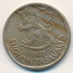 Монета 1 марка. 1981г. Финляндия. (F)